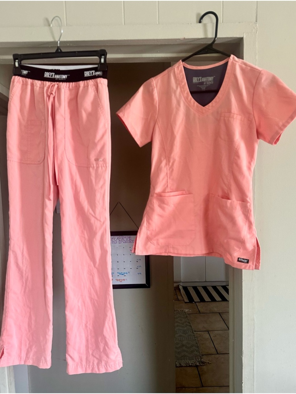 Grey's Anatomy Pink Scrub Top and Pants Set